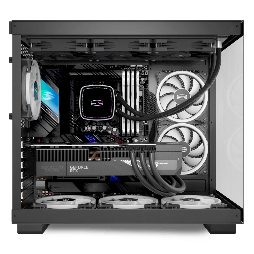 PCCOOLER CARCASA, Middle Tower, ATX, fara sursa, sticla securizata, 6 ventilatoare, C3 T500 ARGB BK - imagine 3