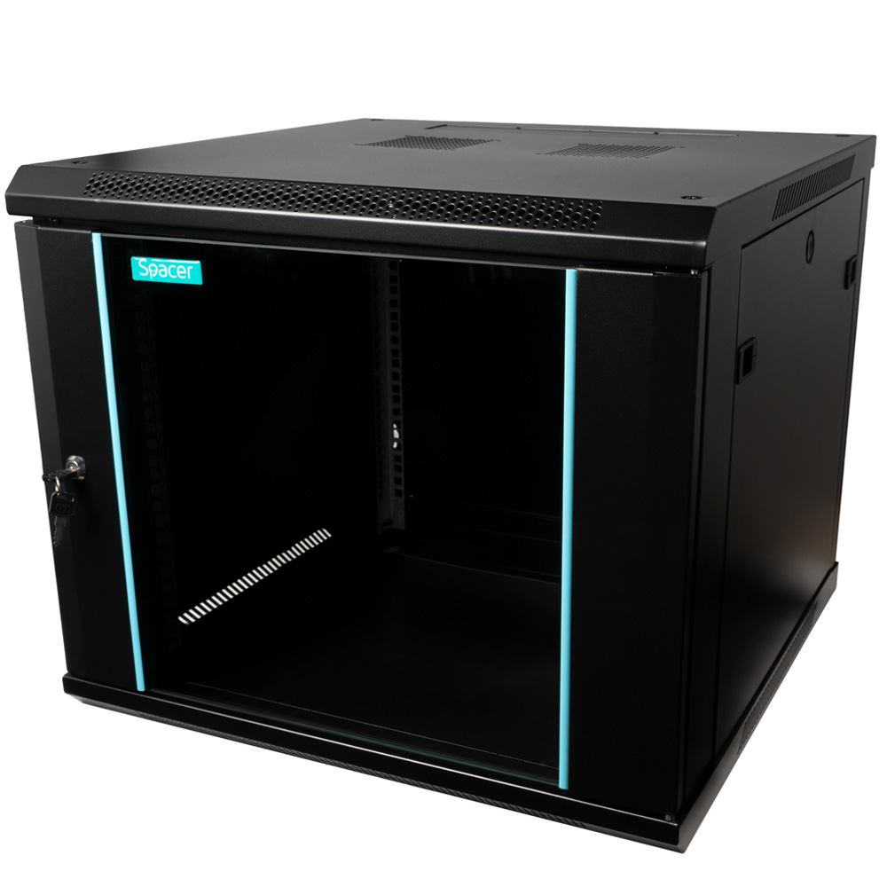SPACER CABINET 19 9U 600x600mm, fixare pe perete, Flatpack (dezasamblat), Black, SPCW-9U-600-BK-03