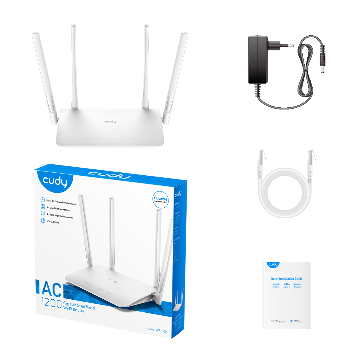 Cudy AC1200 Gigabit Wi-Fi Mesh Router, WR1300 - imagine 4