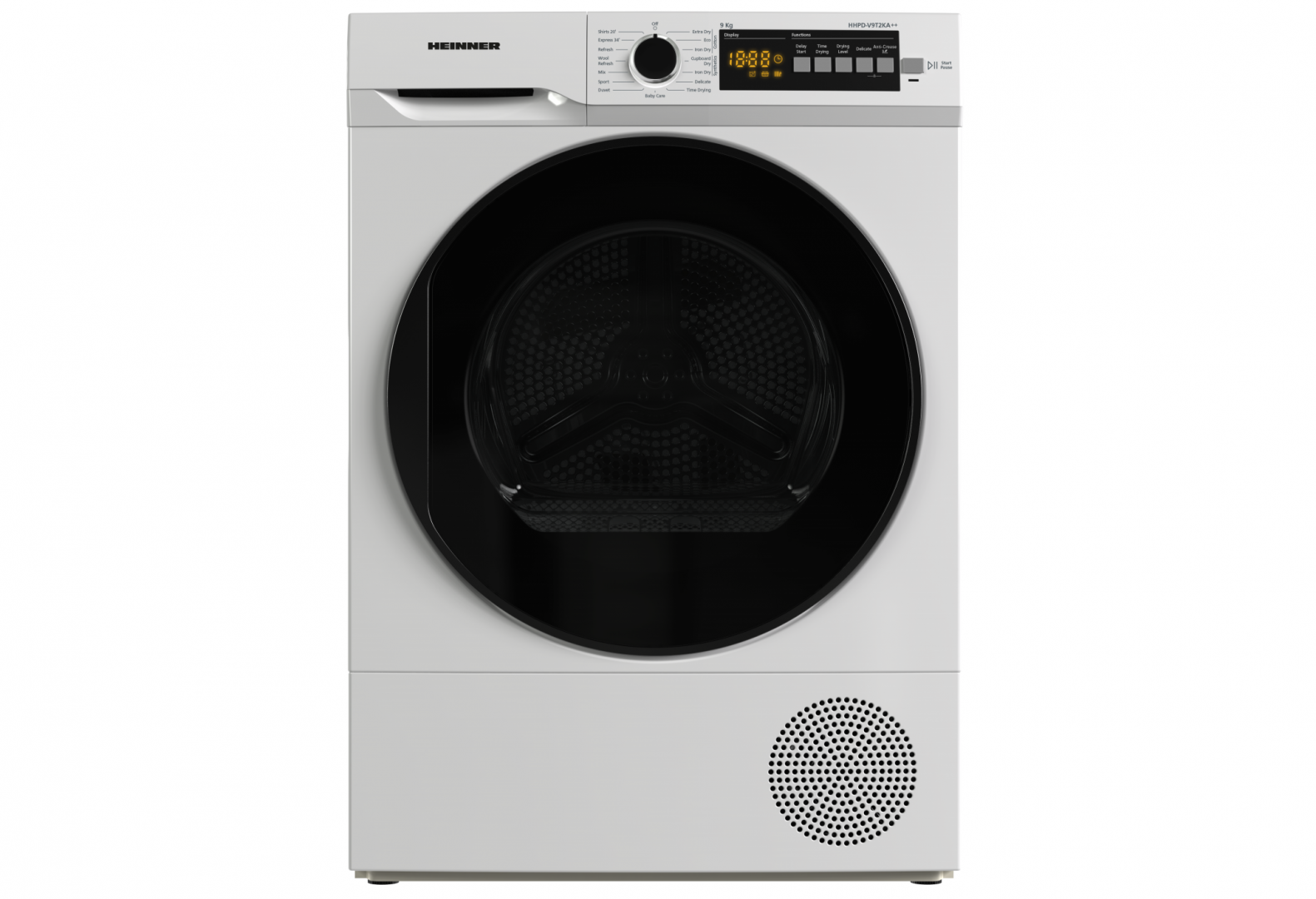 HEINNER Uscator de rufe, 9 kg, Clasa: E, Alb, HHPD-V9T2KA++