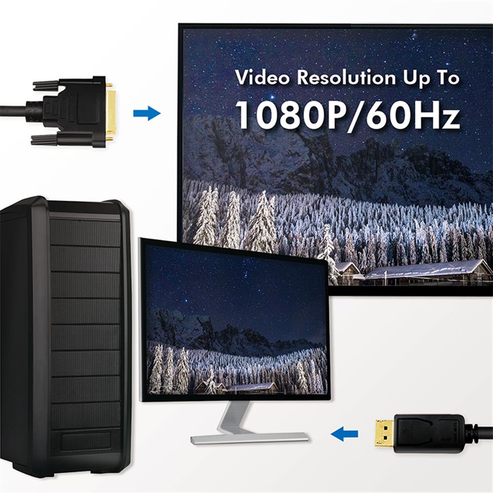 Logilink DisplayPort cable, DP 1.2 to DVI, 5m, CV0133 - imagine 4