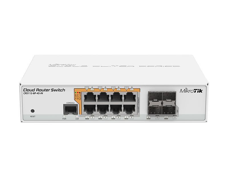 Mikrotik SWITCH, porturi Gigabit x 8, SFP+ x 4, managed, carcasa metalica, CRS112-8p-4s-in