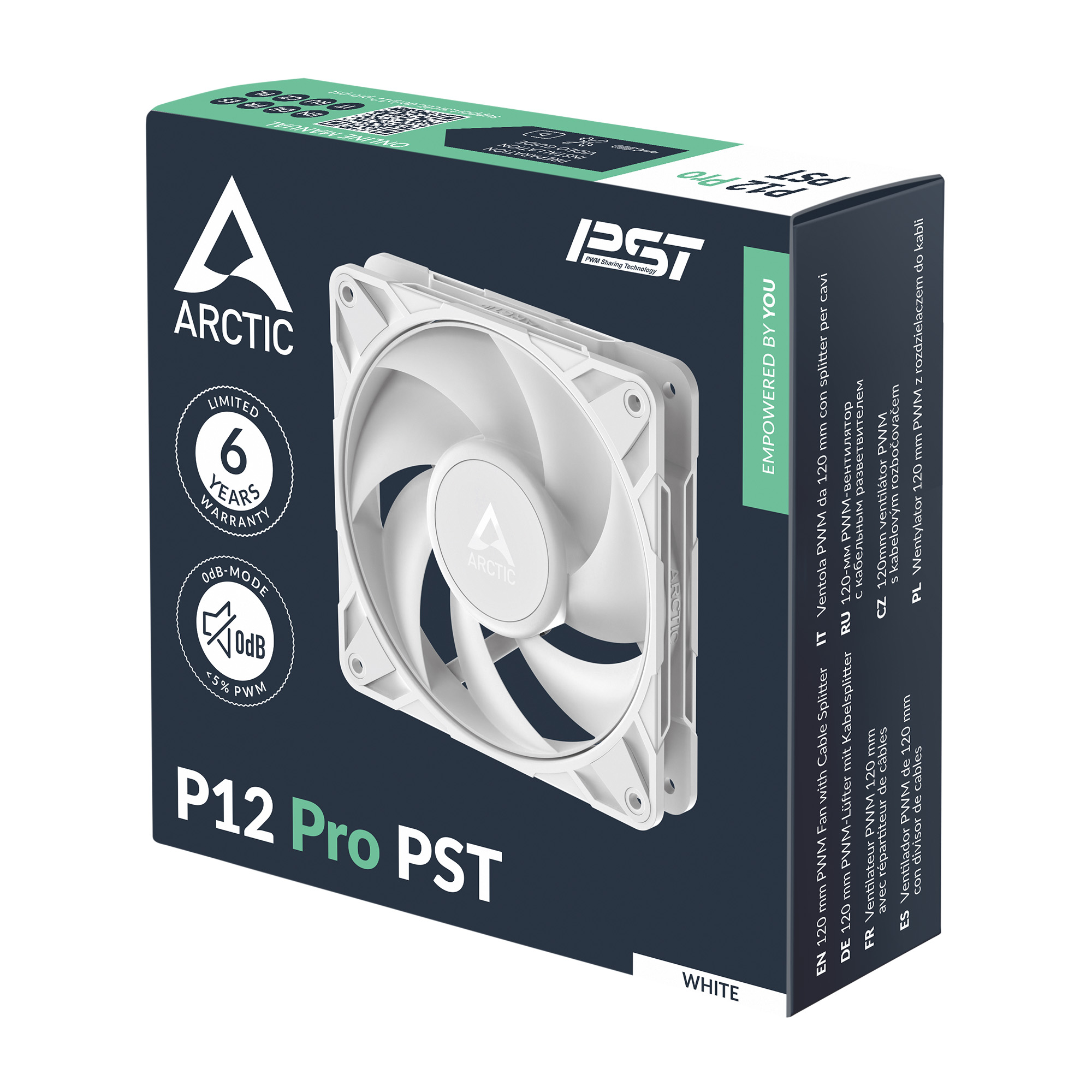 Arctic Ventilator P12 Pro PST (White), 120mm, 600 - 3000 RPM, FDB, 77 cfm, 4-Pin Fan, ACFAN00308A - imagine 6
