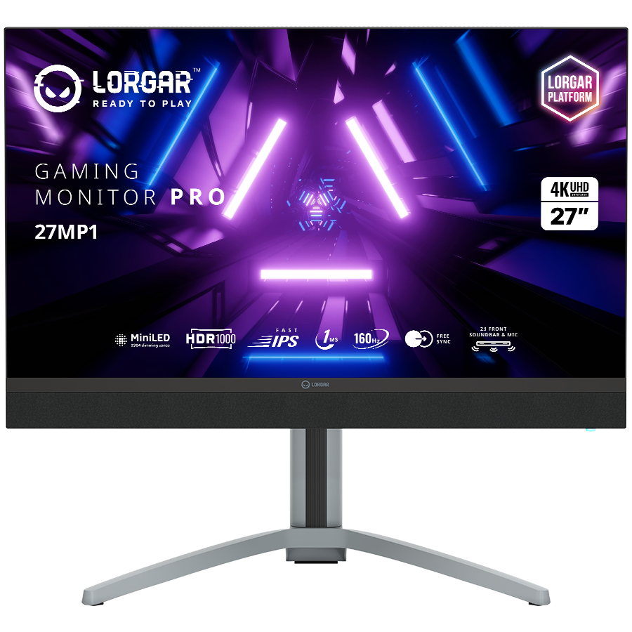 LORGAR 27MP1, UHD MiniLED Gaming Monitor Pro, 27 (3840*2160) fast IPS flat monitor, LRG-27MP1U160-GY