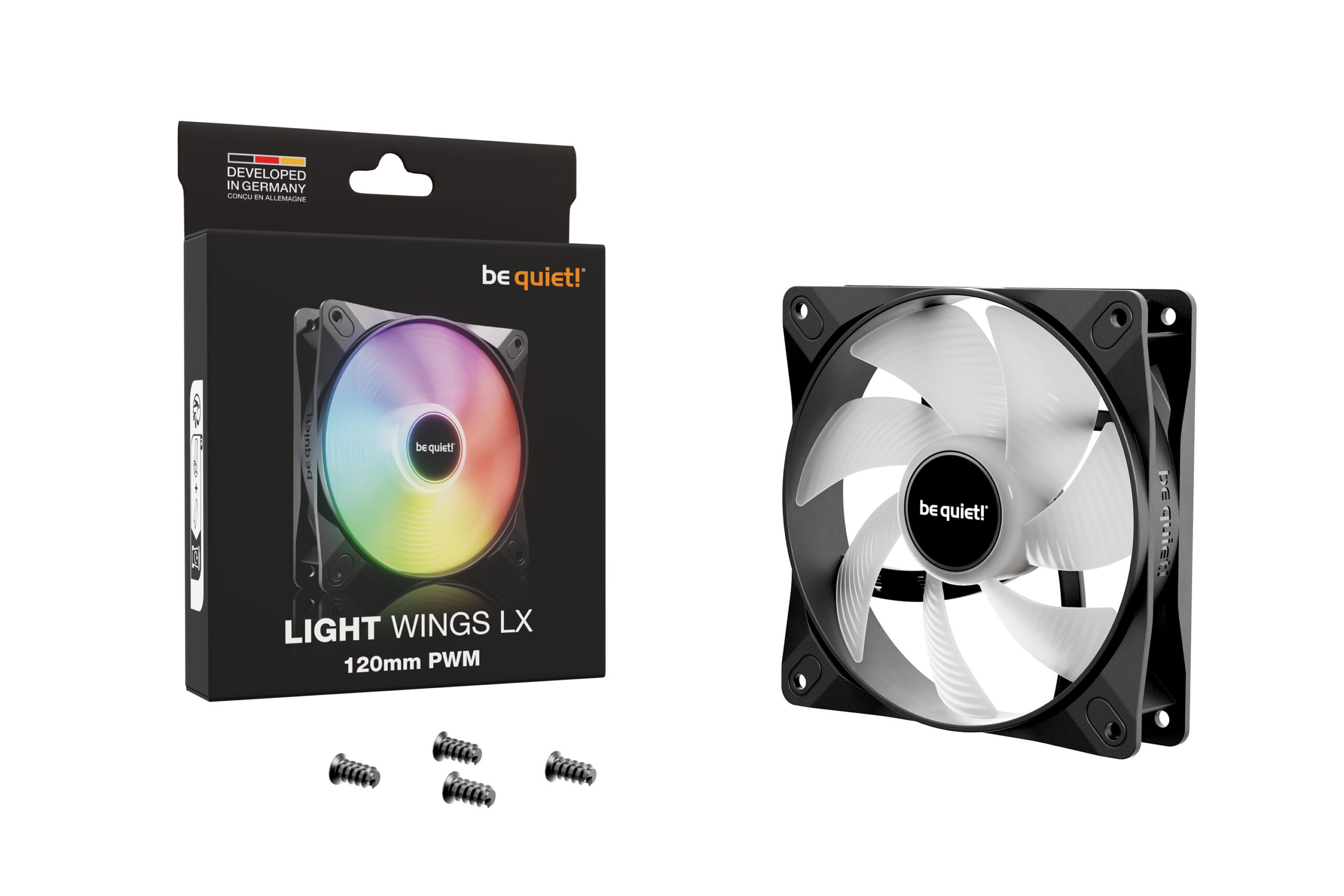 Be Quiet Ventilator "LIGHT WINGS LX", 120mm, max. 1600 RPM, Rifle Bearing, 4pin PWM, negru, BL120 - imagine 5