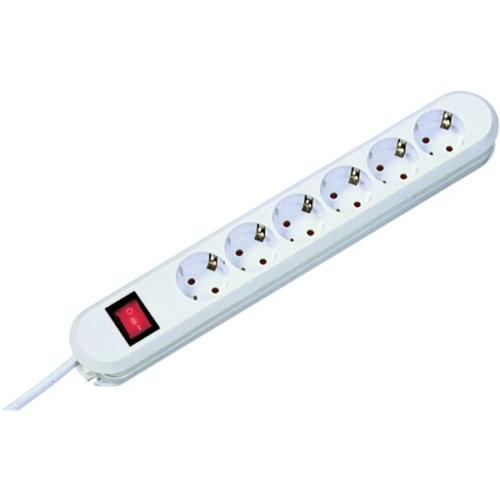Bachmann Prelungitor, 6 prize, impamantare, protectie copii,intrerupator, 3 metri, alb, B381.251KR