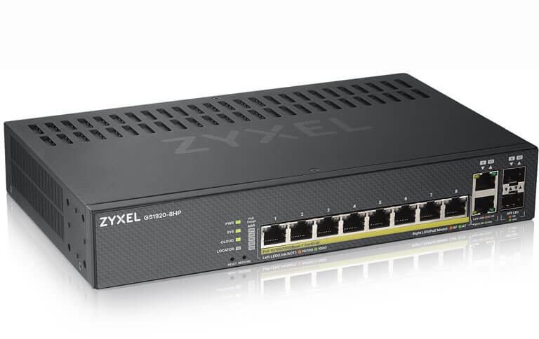 ZyXel SWITCH PoE, port Gigabit x 8, SFP SFP x 2, managed, GS1920-8HPV2-EU0101F