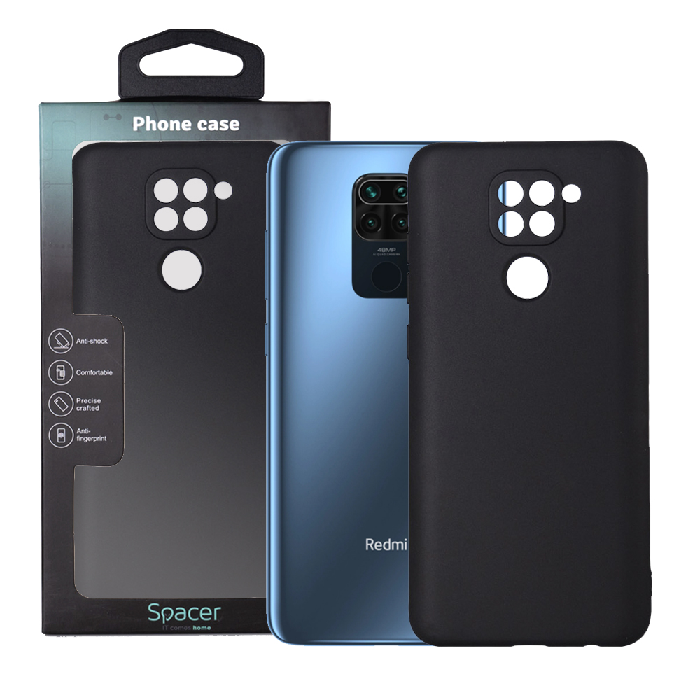 SPACER Husa Xiaomi Redmi Note 9, negru, grosime 1.5mm, material flexibil TPU, SPPC-XI-RM-N9-TPU