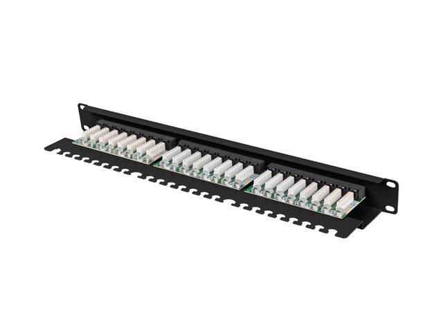LANBERG Patch panel 24 porturi 1U 19" Cat.6 UTP cu organizator cabluri, negru, PPU6-1124-B