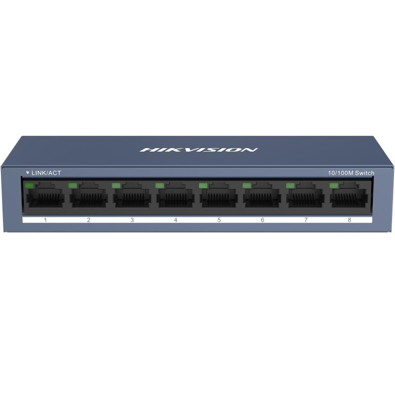 HIKVISION Switch : 8 × 10/100 Mbps RJ45 Port, tensiune alimentare 5 VDC, 1A., DS-3E0108-O