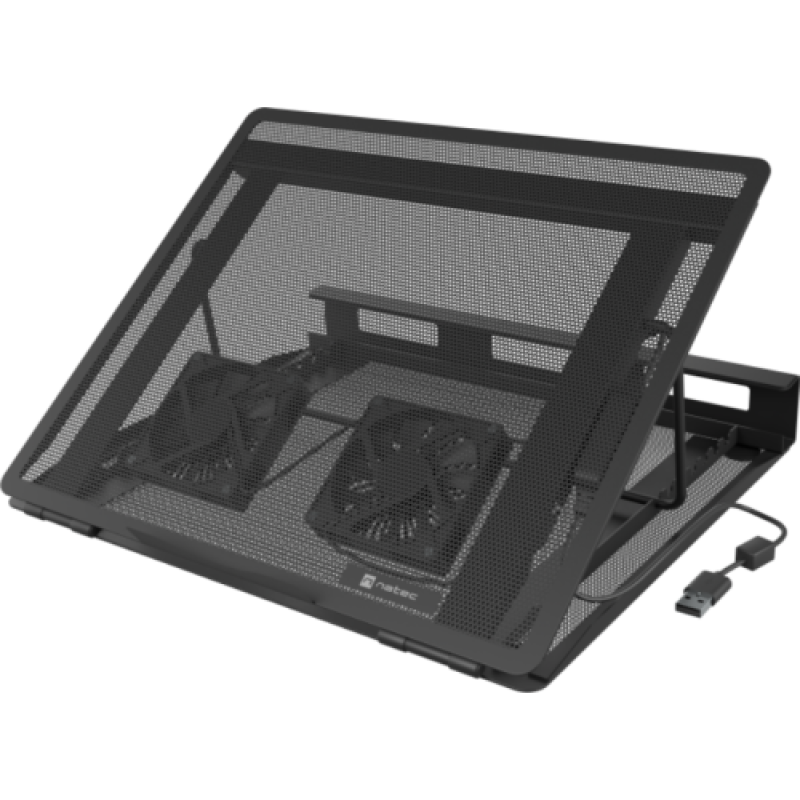NATEC Stand/Cooler notebook TERN 2 PLUS, pana la 17 inch, 2 ventilatoare, Negru, NPL-2349