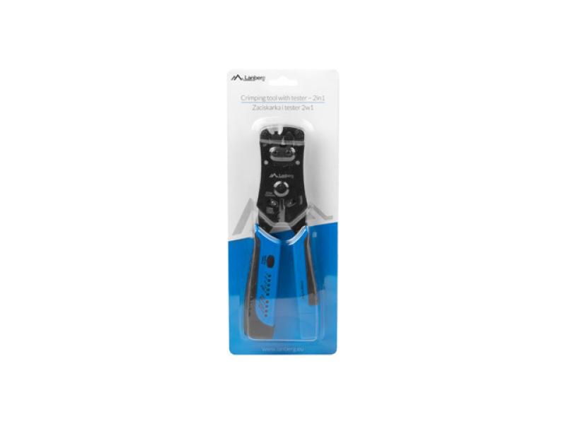 LANBERG CRIMPING TOOL RJ45 RJ11 RJ12 + CABLE TESTER, POWER SUPPLY 4x LR44, NT-0203