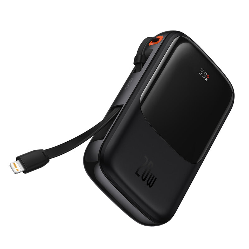 Baseus POWER BANK Qpow Pro Digital Display, 20000mAh, 20W, 1 x cablu integrat Iphone, PPQD040001 - imagine 2