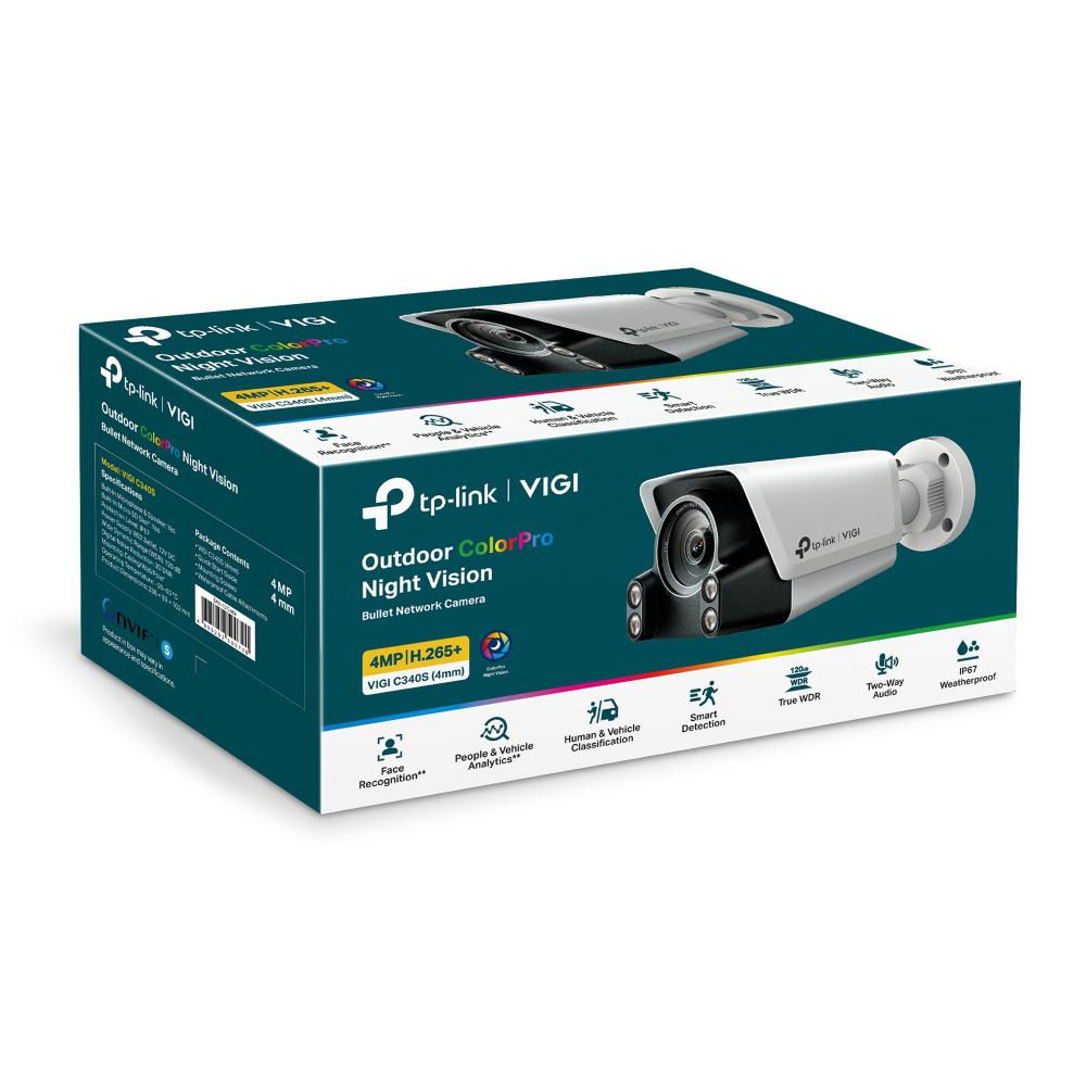 TP-LINK Camera IP Bullet, 4MP, Lentila 4mm, IR+WL 30ml, rezolutie video 2304 × 1296, VIGI C340S(4MM) - imagine 3
