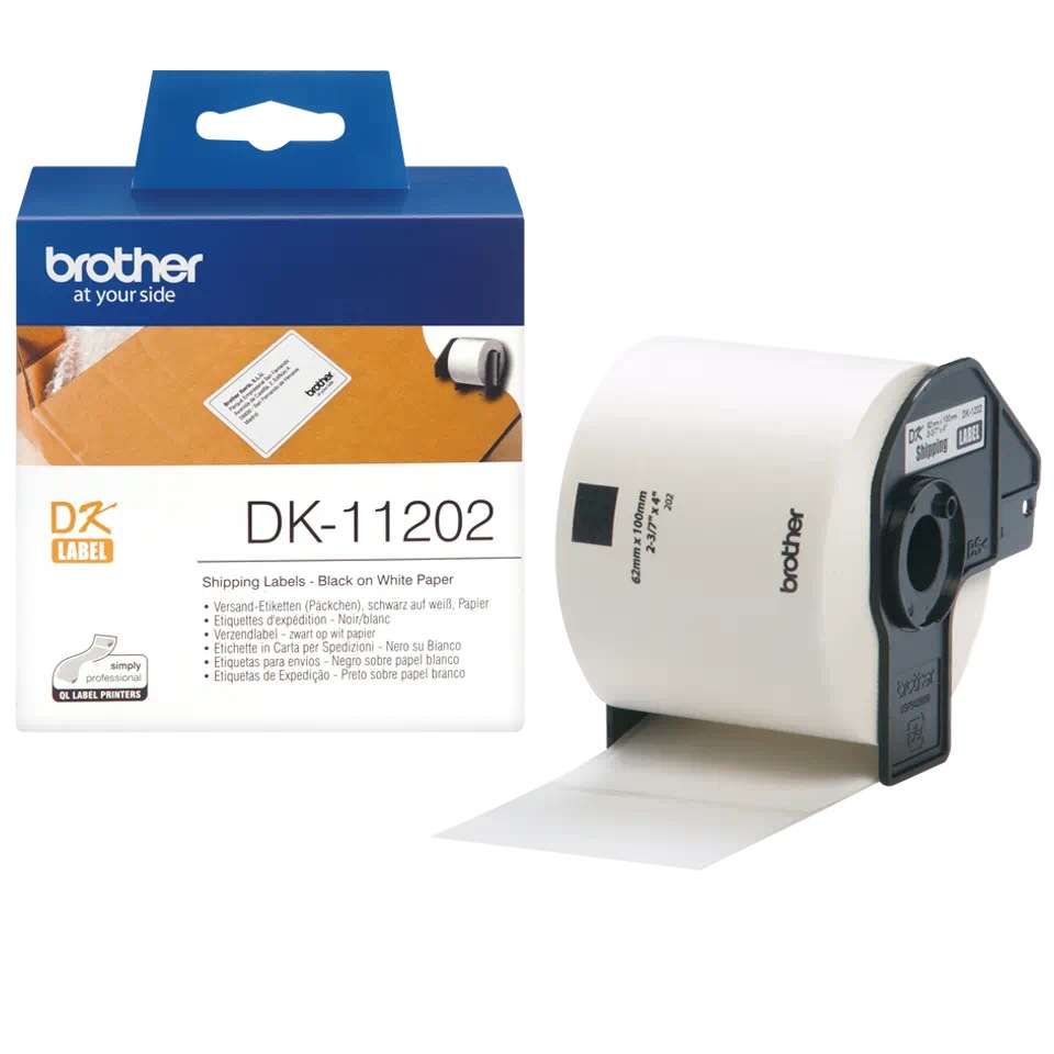 BROTHER Etichete de hartie Original Black on White pentru P-TOUCH, DK11202