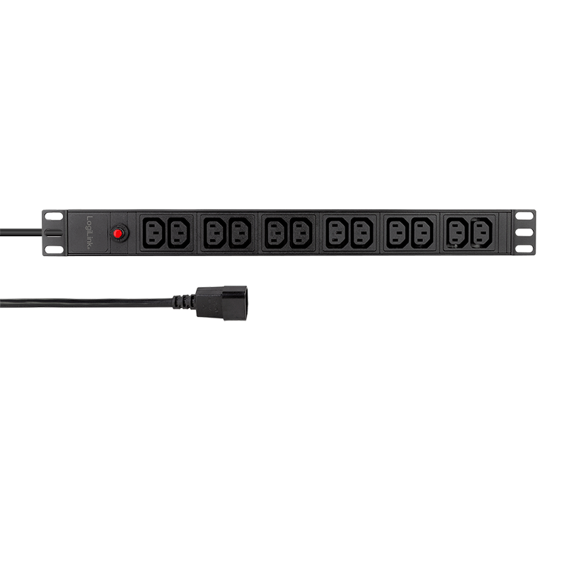 Logilink PDU 1U pt. rack 19 inch,12 prize IEC, intrare IEC, max 10 A, protectie, PDU12A1