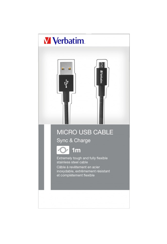 Verbatim CABLU alimentare si date, pt. smartphone, USB 2.0 (T) la Micro-USB 2.0 (T), 1m, 48863 - imagine 3
