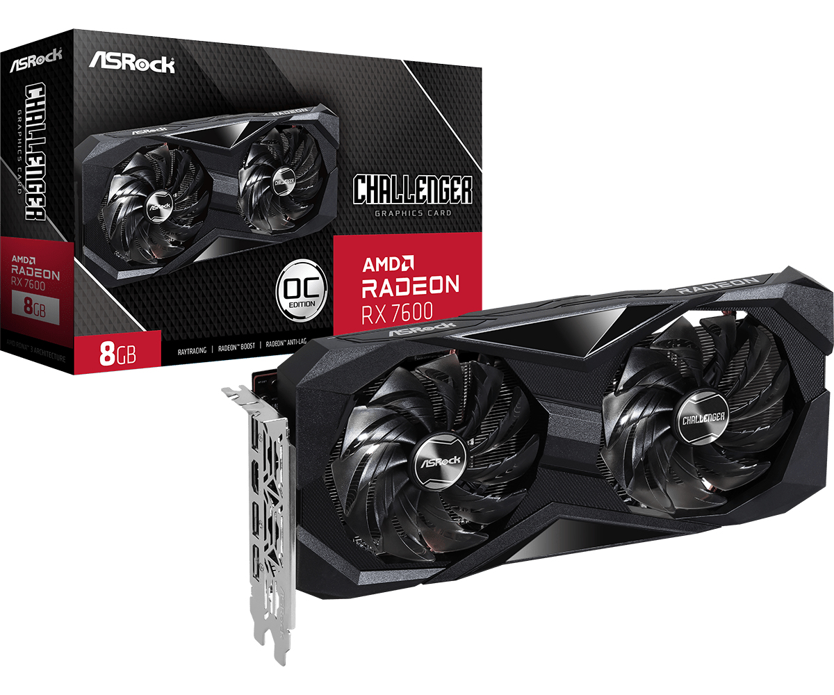 Asrock Placa Video Radeon RX 7600 Challenger 8G OC, RX7600 CL 8GO