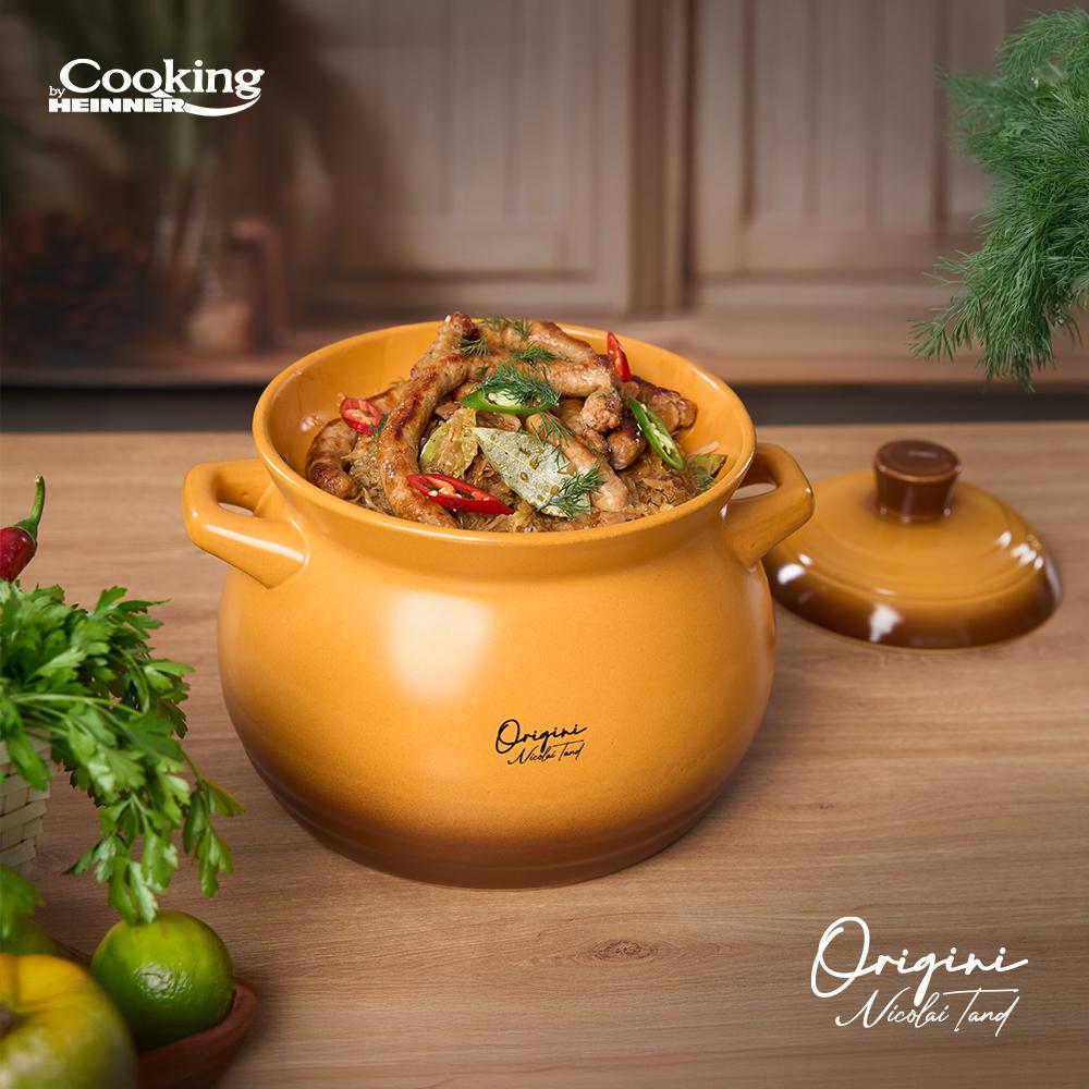 HEINNER OALA CERAMICA CU CAPAC, 19x19.5 CM, 6 L, NICOLAI TAND, ORIGINI, COOKING BY, HR-FJ-070 - imagine 9