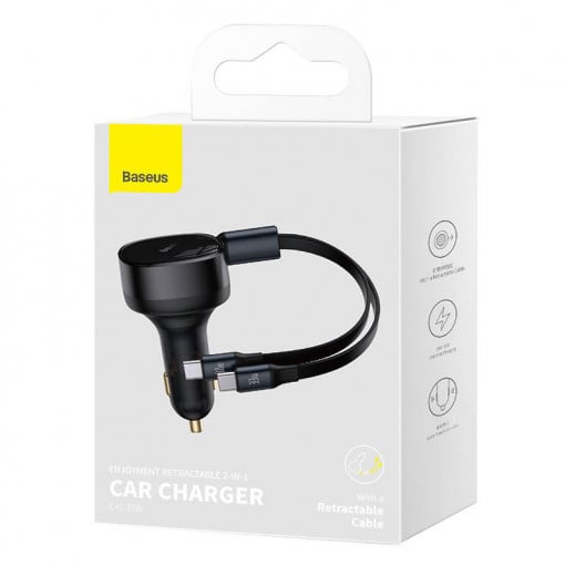 Baseus INCARCATOR auto Tiny Star, Quick Charge 33W, cablu integrat 2 x USB Type-C, C00035500111-00 - imagine 7
