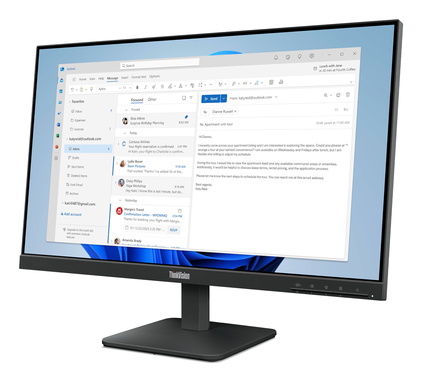 Lenovo ThinkVision S24-4e 24 inch Monitor, 64B5KAT1EU - imagine 2