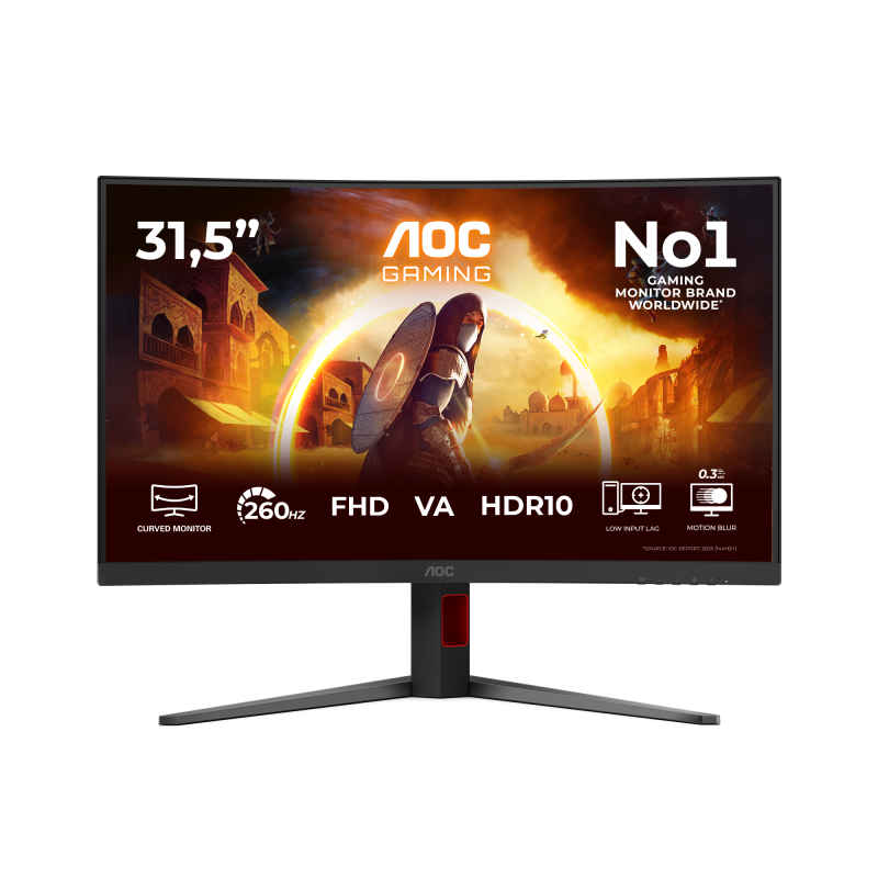 AOC Monitor Gaming, 31.5", 1920 x 1080 pixeli, Black, Red, C32G4Z