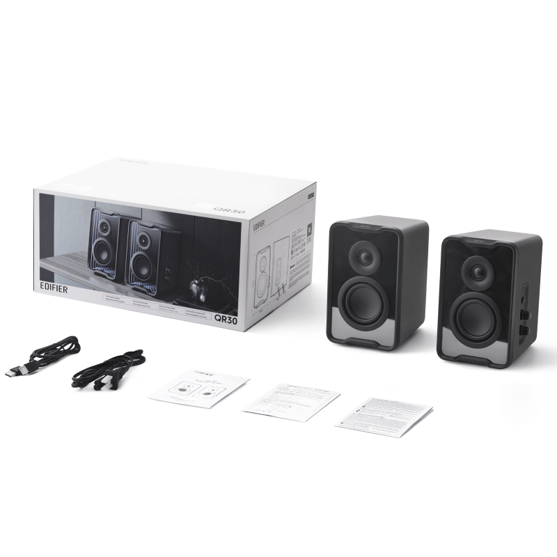 Edifier BOXE 2.0, RMS: 30W (2 x 15W), Bluetooth 5.4, USB-A, AUX, black, QR30-BK - imagine 4