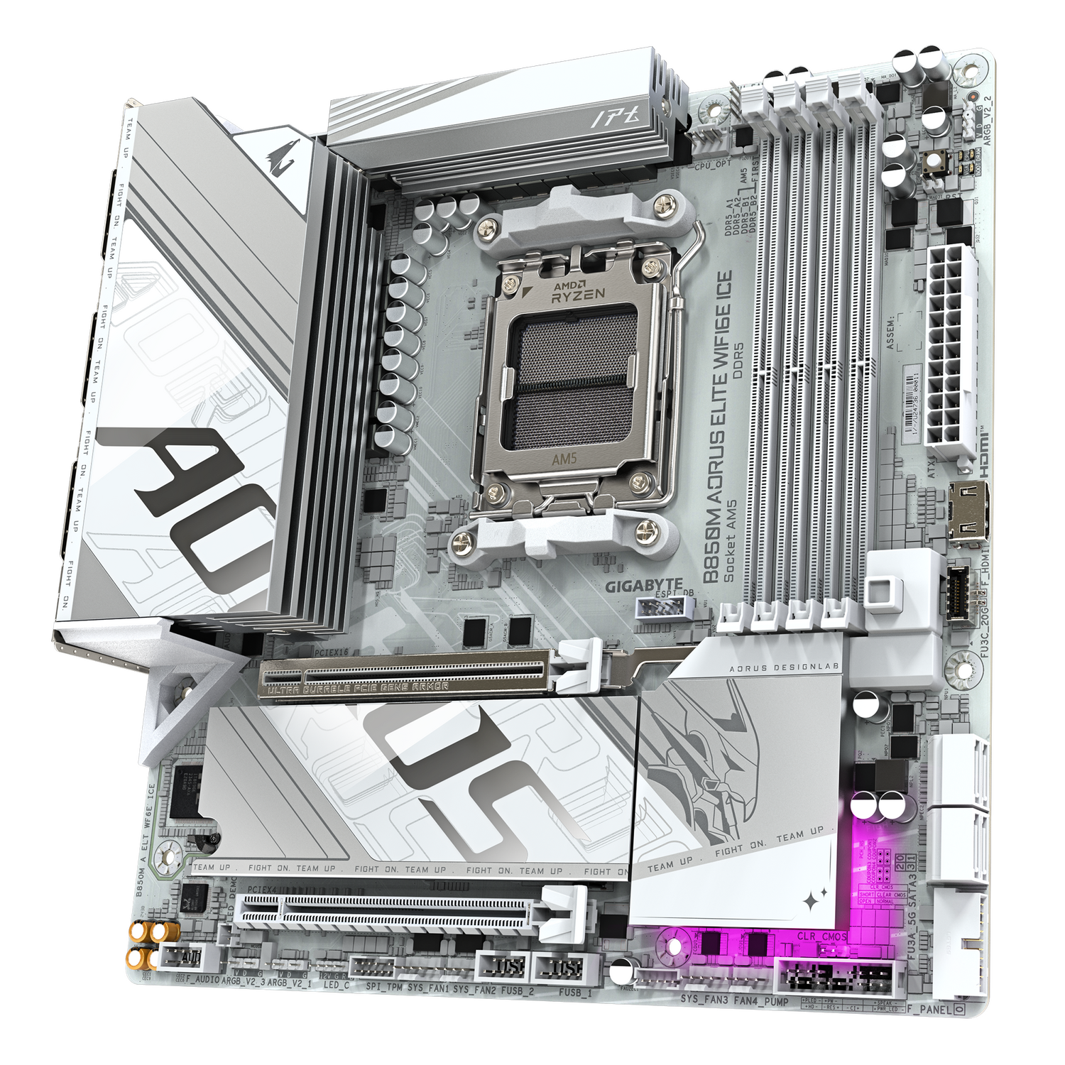 Gigabyte Placa de baza B850M AORUS ELITE WIFI6E ICE, AM5, DDR5, Wi-Fi, BT, B850M A ELT WF6E ICE - imagine 3