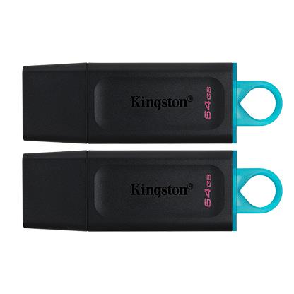 Kingston 64GB USB3.2 Gen 1 DataTraveler Exodia (Black + Teal) - 2 Pieces, DTX/64GB-2P