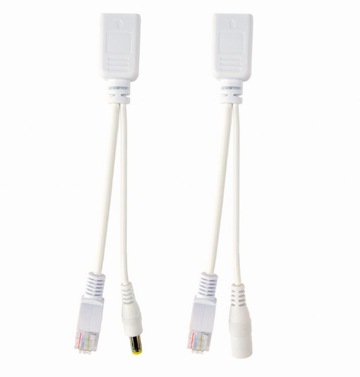Gembird Kit adaptor pasiv POE, cablu injector RJ45 + alimentare RJ45, white, PP12-POE-0.15M-W
