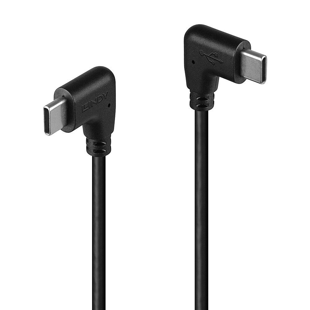 Lindy Cablu USB C 2 x 90° 1m negru, LY-32009 - imagine 3