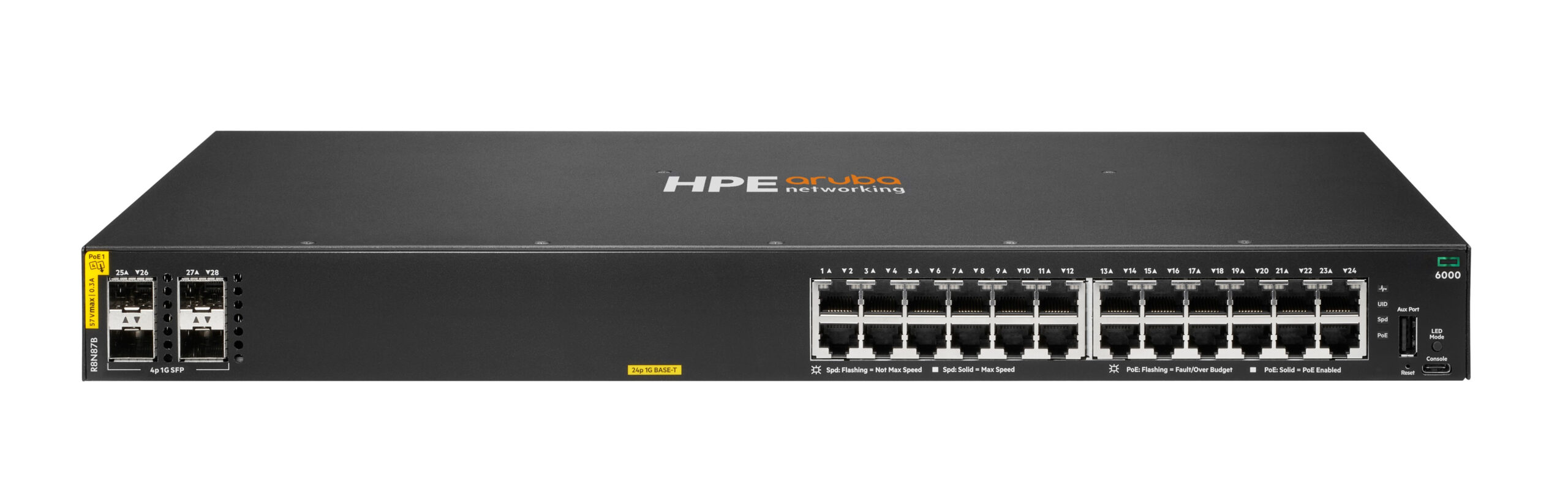 HP NET SWITCH 24PORT CL4 4SFP/POE 6000 ARUBA BY HPE, R8N87B