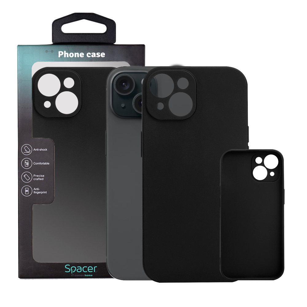 SPACER Husa Iphone 15, grosime 1.5mm, material flexibil TPU, negru, SPPC-AP-IP15-TPU