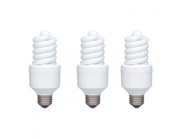 Panasonic SET 3 becuri fluorescent, soclu E27, putere 18W, forma spirala, lumina alb, EFD18E27HD-3