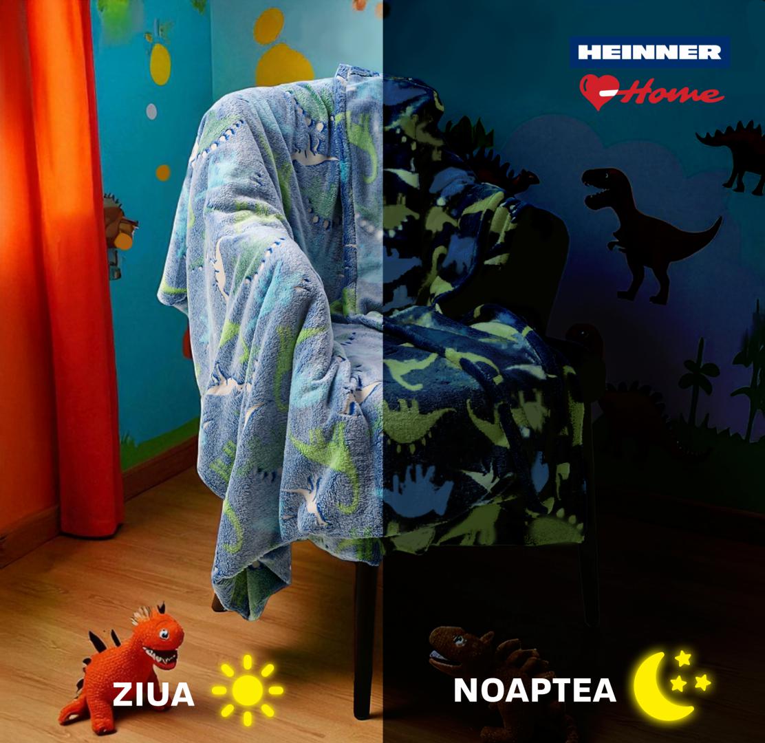 HEINNER Patura model fosforescent,Dino,160x200, HR-BLKGLOW160-DINO