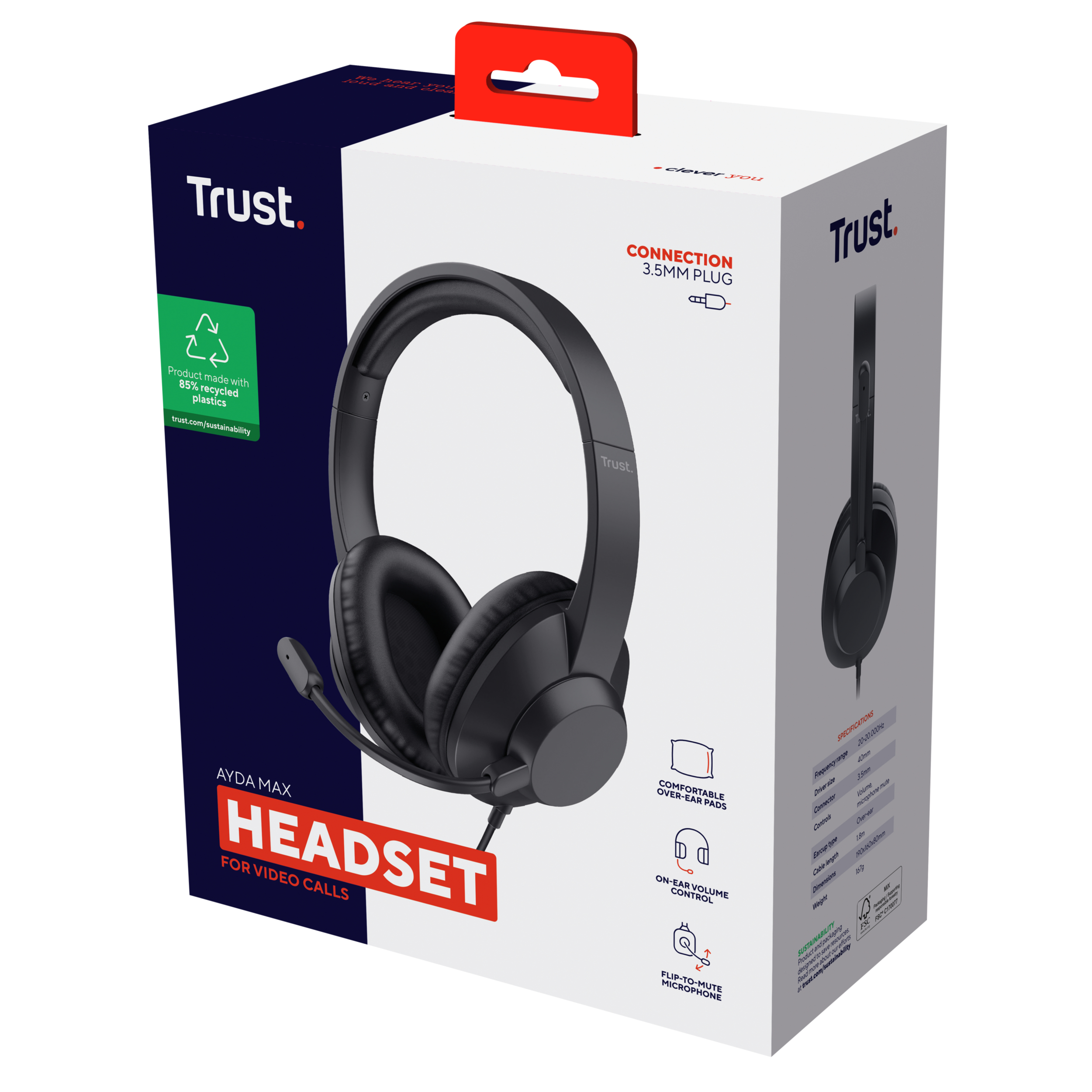 Trust Casti cu fir Ayda Max 3.5mm, negru, TR-25460 - imagine 7