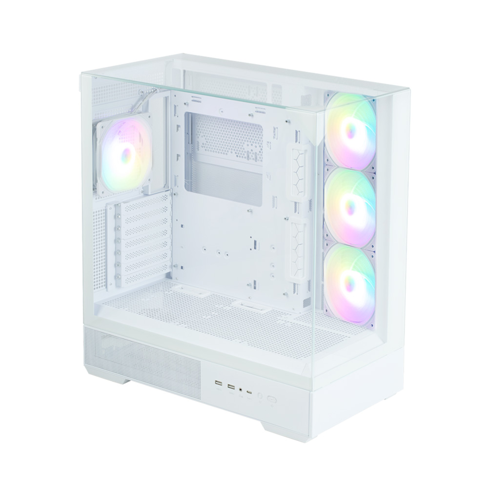 Zalman CARCASA P40 Prism Plus, middle tower, gaming, fara sursa, suporta 9xfan, P40 Prism Plus White - imagine 2