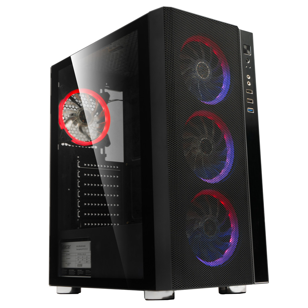 SPACER CARCASA - gaming, Middle Tower, ATX, RAINBOW, fara sursa, sticla, SPCS-GC-RAINBOW-NF