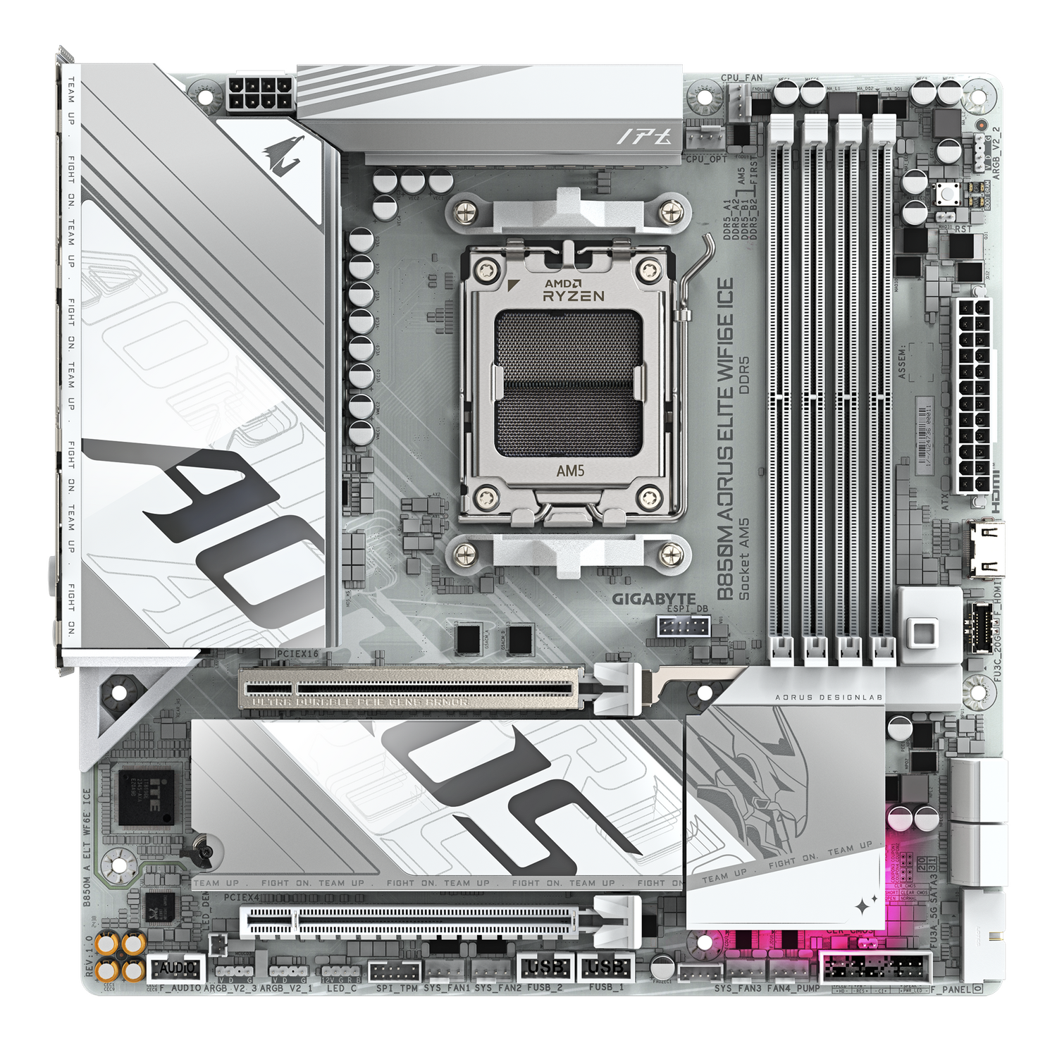 Gigabyte Placa de baza B850M AORUS ELITE WIFI6E ICE, AM5, DDR5, Wi-Fi, BT, B850M A ELT WF6E ICE