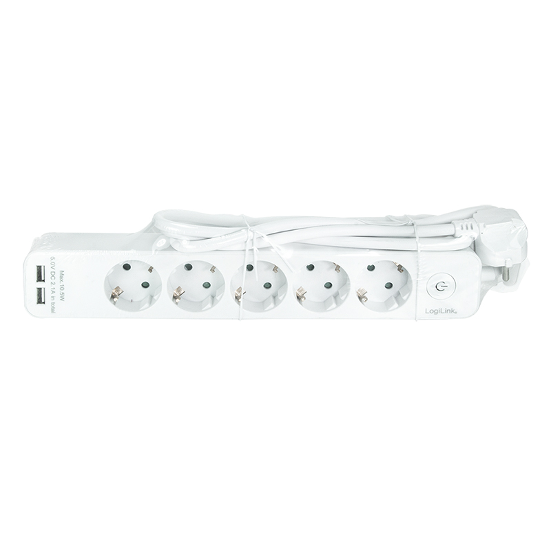 Logilink PRELUNGITOR, Schuko x 5, USB x 2 5V/2.1A (10.5 W), cablu 3G 1.5mm2, 230 V/16 A, 50, LPS249U - imagine 2