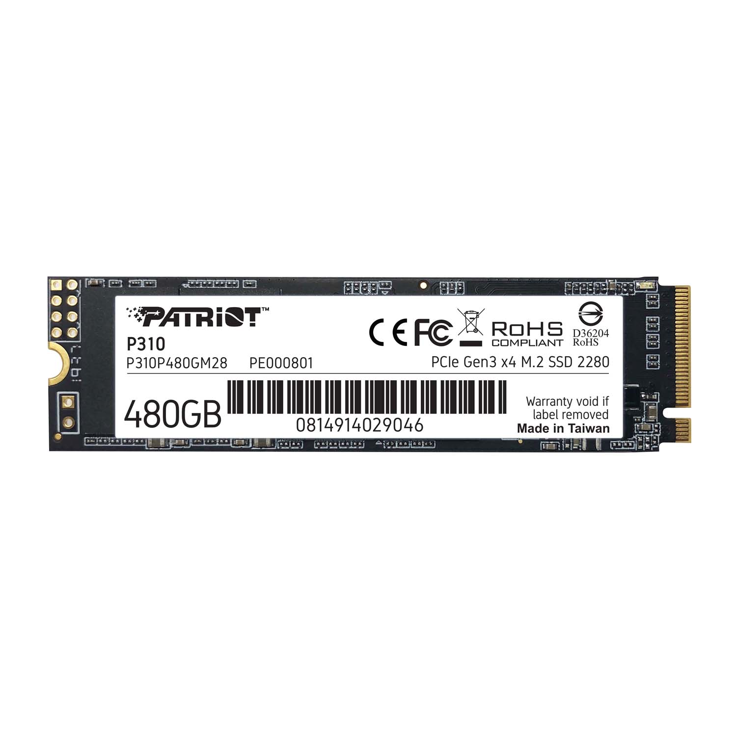 Patriot SSD, P310, 480 GB, M.2, PCIe Gen3.0 x4, R/W: 1700/1500 MB/s, P310P480GM28