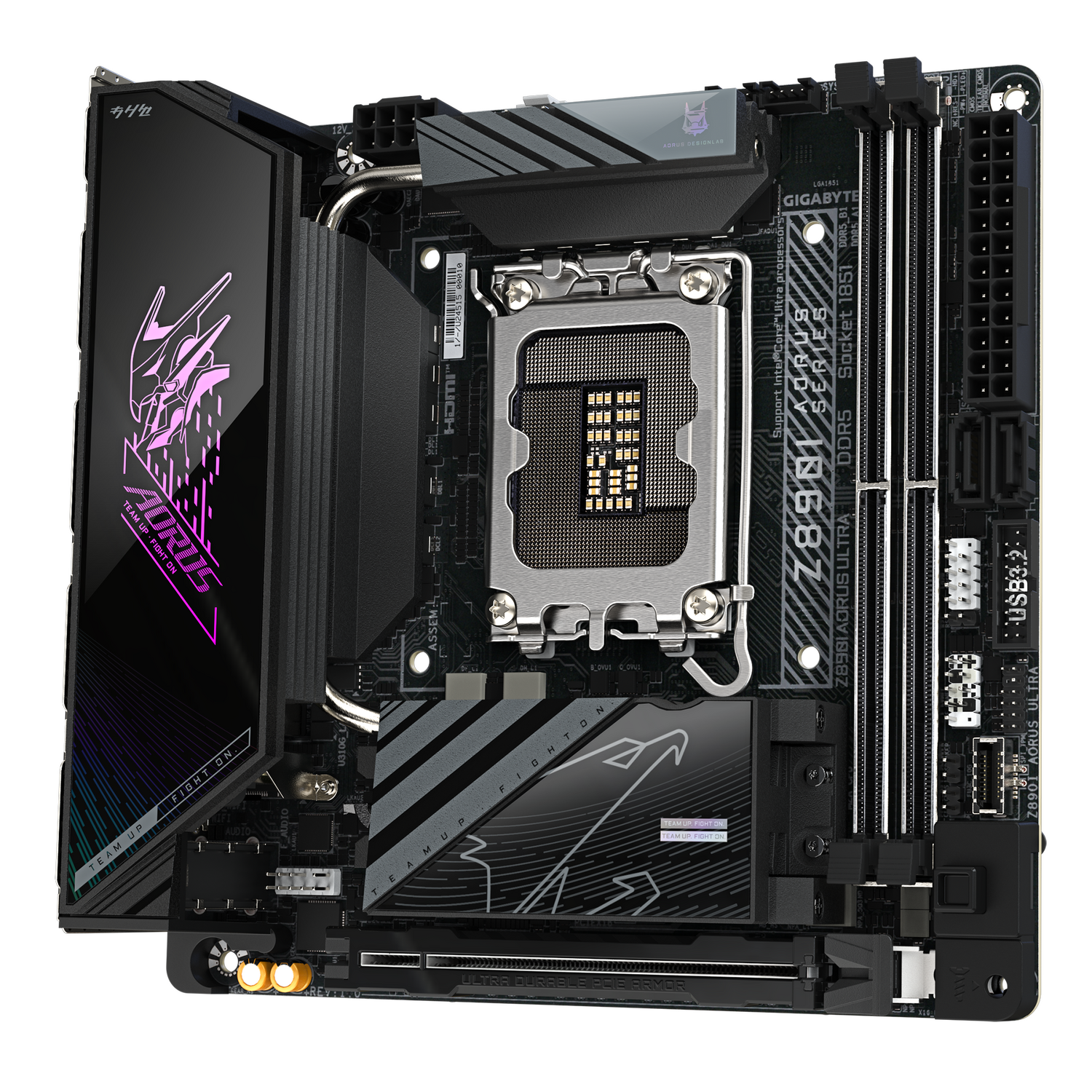 Gigabyte Placa de baza, LGA1851, DDR5, BT, Wi-Fi, Mini-ITX, Negru, Z890I AORUS ULTRA - imagine 2