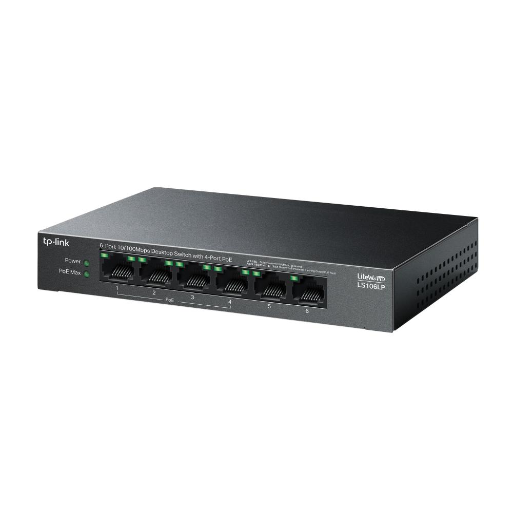 Tp-Link SWITCH 6 porturi 10/100 Mbps, 4-Port PoE carcasa metalica, LS106LP