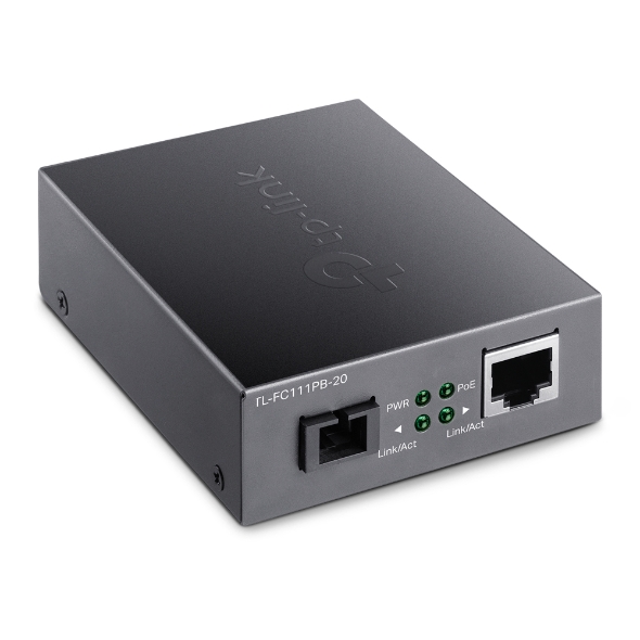 Tp-Link MEDIA CONVERTOR 10/100 Mbps WDM, 1× 100 Mbps cu POE 802.3af, SC Fiber Port, 1×, FC111PB-20