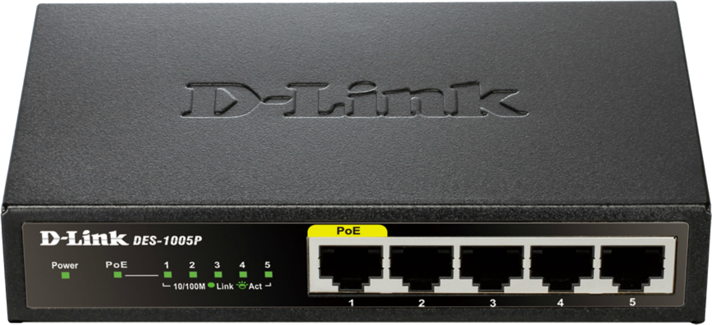 D-Link SWITCH PoE 5 porturi 10/100Mbps (1 PoE), IEEE 802.3af, carcasa metalica, DES-1005P