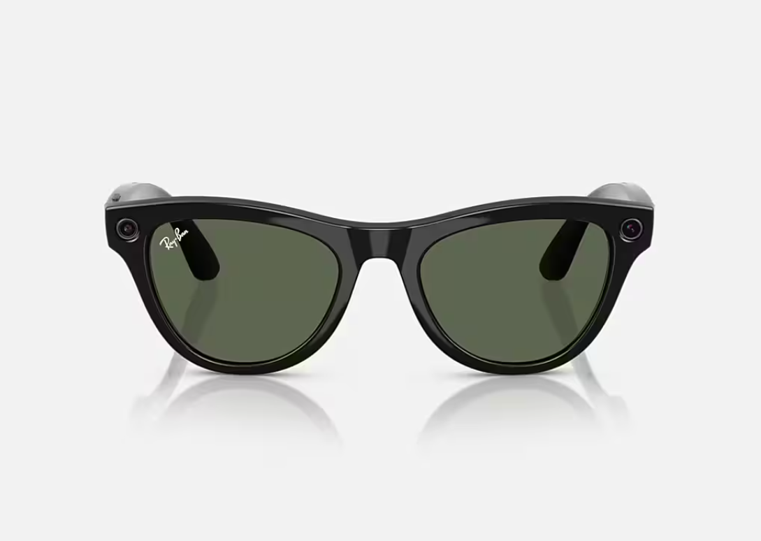 RAYBAN Ray-Ban Meta Skyler Gen 1 High Bridge Fit Shiny Black G-15 Green 52-20, RW4010 601/71 52