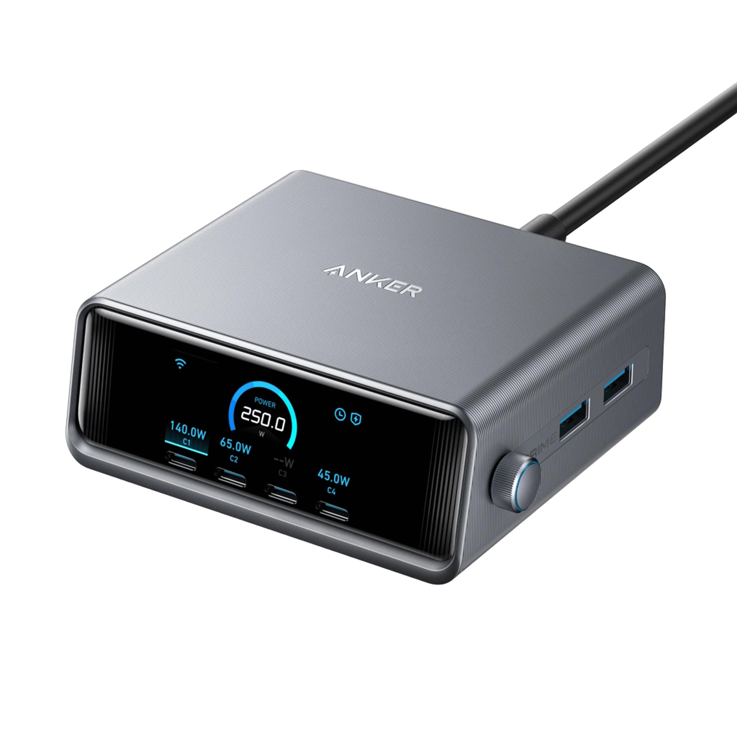 Anker Alimentator retea, Prime, 250W, PowerIQ 4.0, 4 x USB-C, 2 x USB-A, afisaj LCD 2.26, A2345341