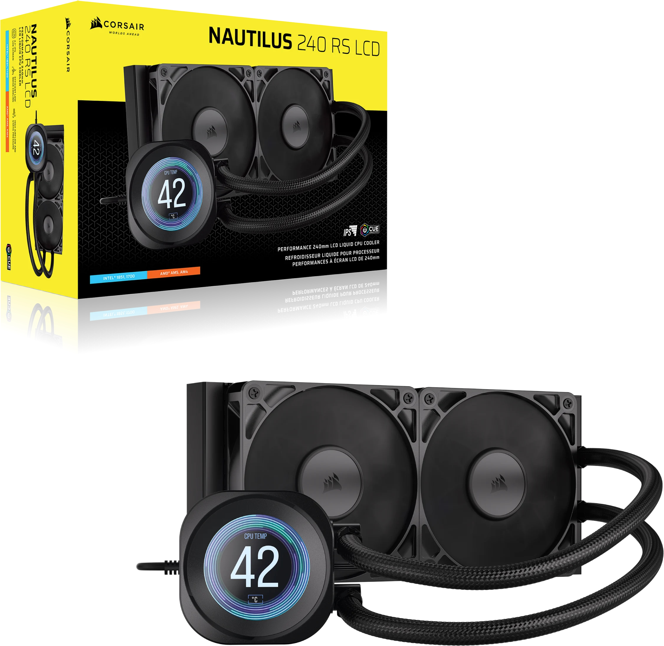 Corsair Cooler Lichid NAUTILUS 240 RS LCD, AIO 240mm, 2.1 IPS, PWM Zero RPM, Intel/, CW-9061031-WW - imagine 2