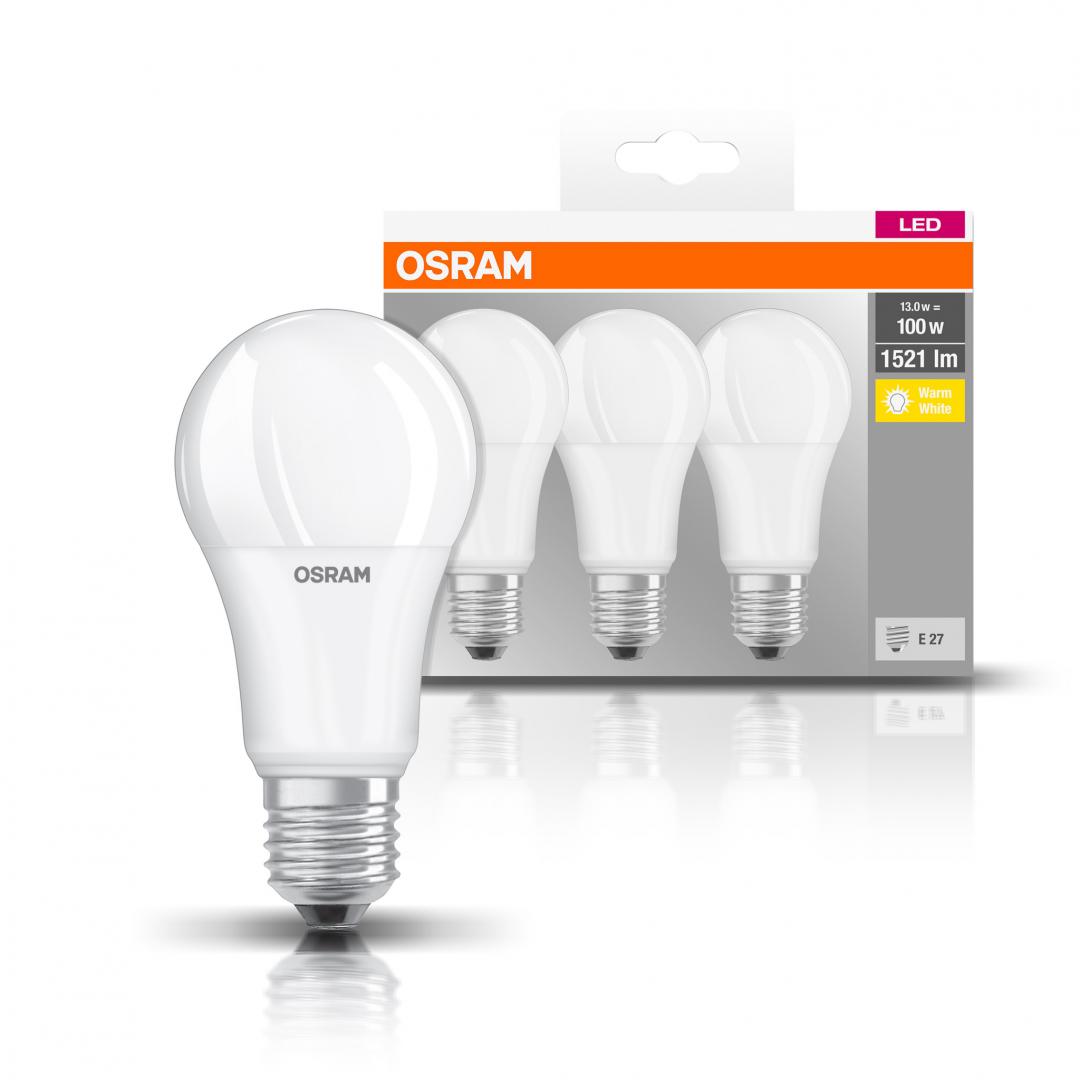 Osram SET 3 becuri LED, soclu E27, putere 13W, forma clasic, lumina alb calda, 000004058075819412 - imagine 2