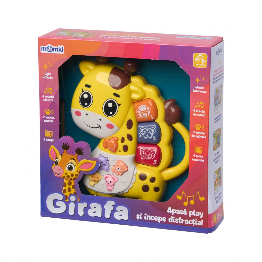 MomKi JUCARIE GIRAFA CU LUMINI SI SUNETE, GALBENA, MOMKI855-66G - imagine 3